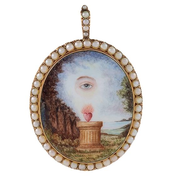an-1800s-english-georgian-18k-gold-and-porcelain-enamel-memorial-pendant-with-half-pearls-this-unique-pendant-is-composed-of-symbolic-elements-of-memorial-jewelry